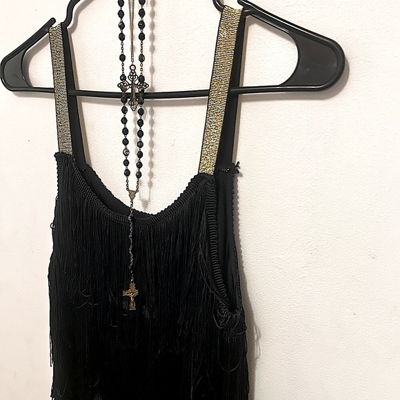 Flapper 1920’s Gilded Age Gatsby fringe dress costume evening gown - Picture 5 of 9